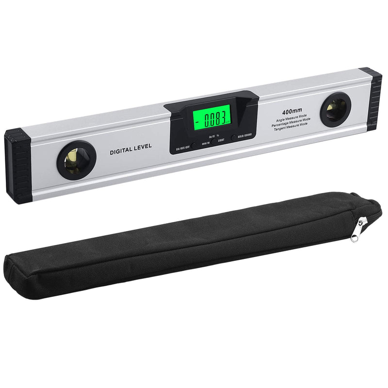 Neoteck Spirit Level Digital LCD Spirit Level 16 Inch 400 mm LED Angle Bevel with V-Groove Magnetic Base, Audio Display, 4 Adjustment Modes Angle Measurement Tool for Roofs, Railings, Ramps