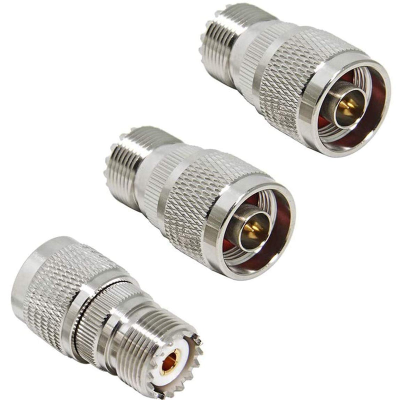 Greluma 3PCS N Male to UHF Female N Male to PL259 Female SO-239 Coaxial Male for RF Radio Antenna 3 UHF N