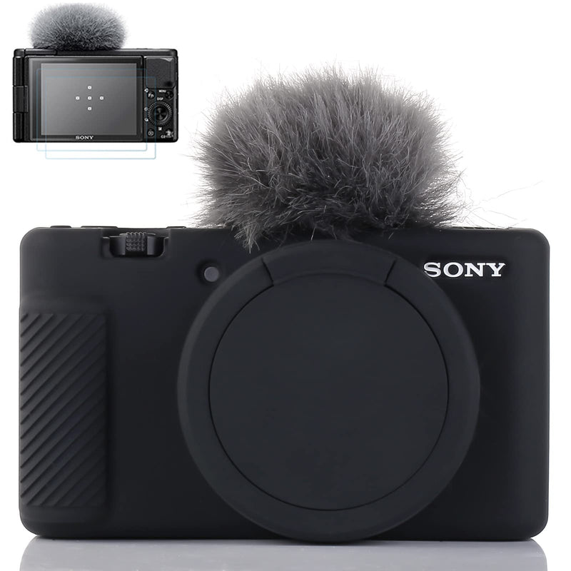 [Australia - AusPower] - Camera Case for Sony ZV-1, Sony ZV1 Camera Case Digital Camera Anti-Scratch Slim Fit Soft DSLR Camera Sleeve with ZV1 Screen Protector (Black) Black 