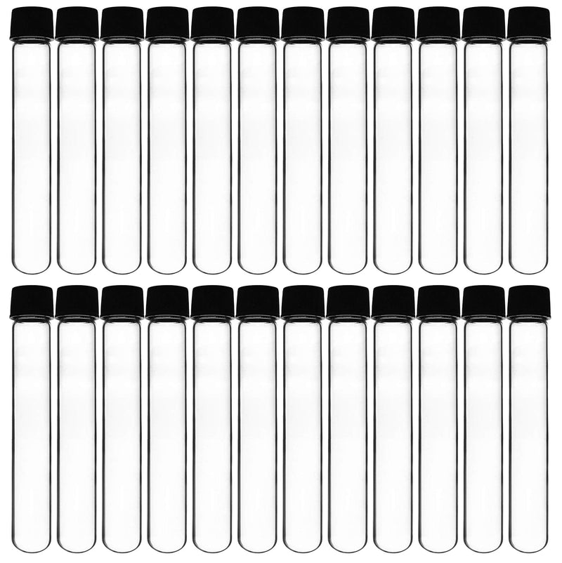 EISCO 24PK Test Tubes, 50ml - Bakelite Screw Cap with Rubber Liner - Borosilicate 3.3 Glass - 5.9" x 1" - Round Bottom - Leak Proof 24