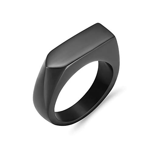 XSMZB Cremation Rings for Ashes Keepsake Arrow Band Finger Ring Ashes Holder for Human Pet Simple Square Memorial Urn Ring for Men Women Black 7