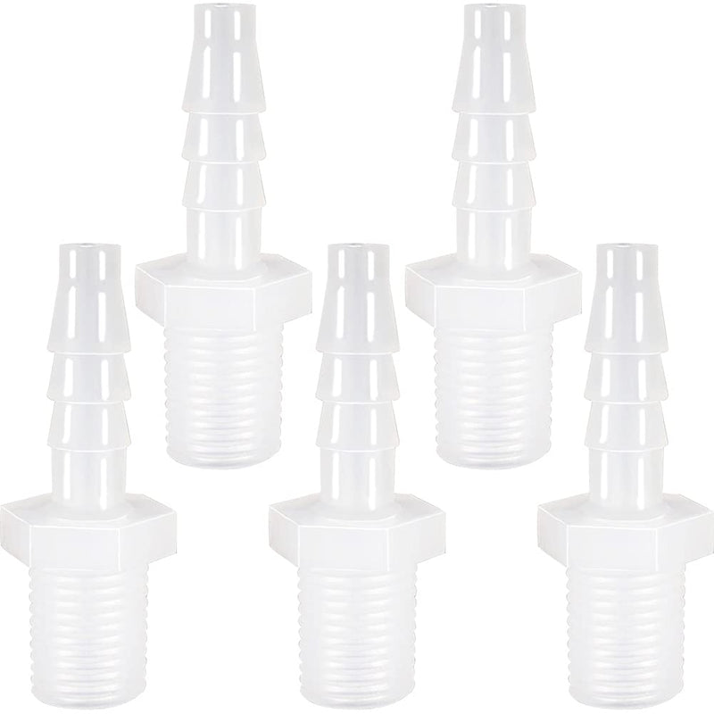 Plastic Hose Barb Fitting, 3/8" Barb X 3/8" NPT Male Thread Adapter Connector Pipe Fittings for Fuel Gas Liquid Air (Pack of 5)