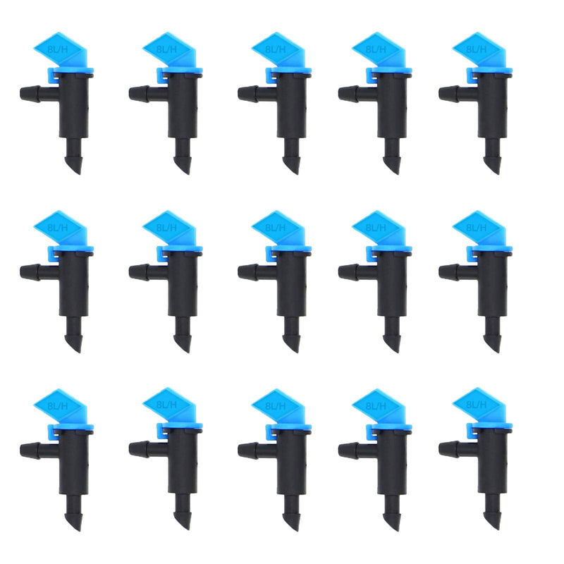 [Australia - AusPower] - Lxcom Lighting 100 Pack 2 GPH Flag Dripper Emitter Drip Emitters 8L/H Irrigation Emitter Sprinkler Drippers System Parts Connect 4mm/7mm Hose for Lawn Vegetables Garden (Blue) 