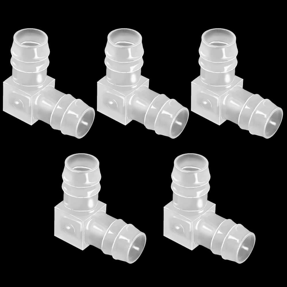 5/8" Hose Barb 90 Degree Elbow L Fitting, Equal Barbed Joint Splicer Mender Adapter Union Adapter for Boat Aquarium Fuel Gas Liquid Air (Pack of 5) 5/8 Inch