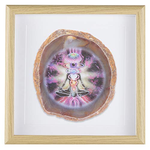 rockcloud 7 Chakra Purple Flame Agate Geode Slice Wall Art Healing Chakra