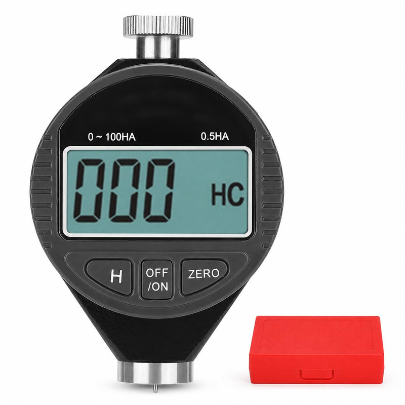 Digital Shore A Hardness Tester, Portable 100HD A Rubber Tyre Durometer | Hardness meter with large LCD, zero setting, rubber hardness tester with storage box, for rubber, silicone, tyres, plastic