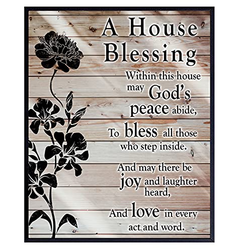 House Blessing - Christian Wall Art - Religious Housewarming Gifts for Women, Pastor, Minister - Blessed Wall Art - Inspirational Decor - Bible Verse Decor - Plaque Sign Unframed Picture