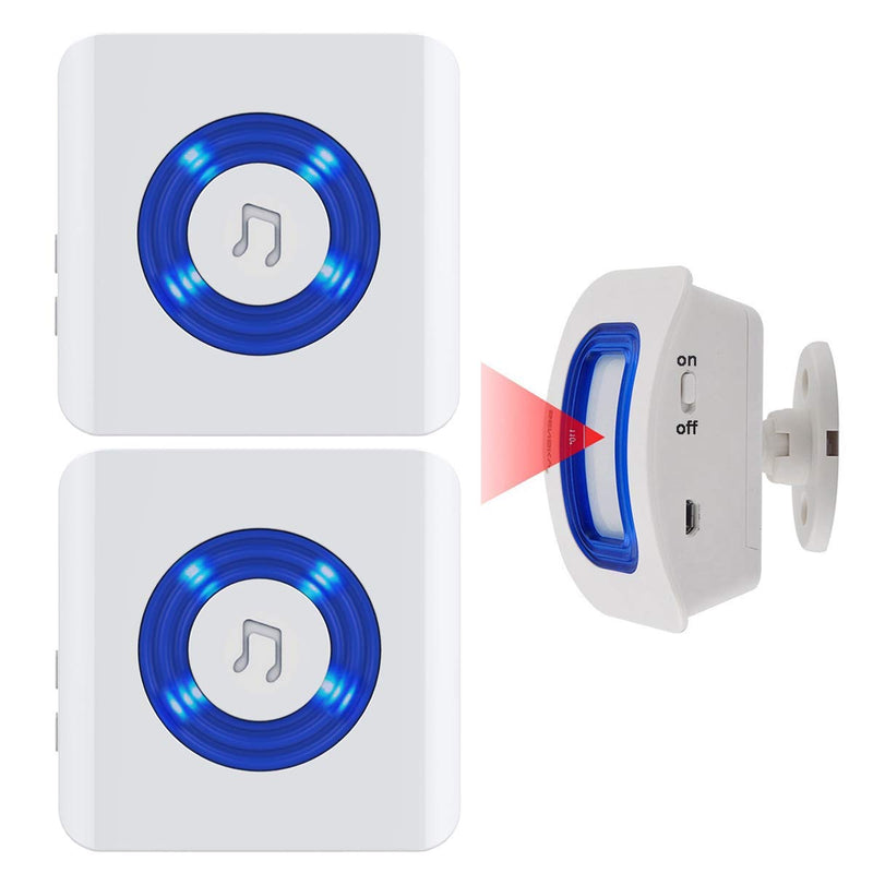 Wireless Motion Sensor Detect Alert, Home Security Driveway Alarm, Motion Detector Store Door Entry Chime Doorbell, Caregiver Pager for Elderly/Kids (1 Motion Sensor 2 Receiver) 1 Motion Sensor 2 Receiver