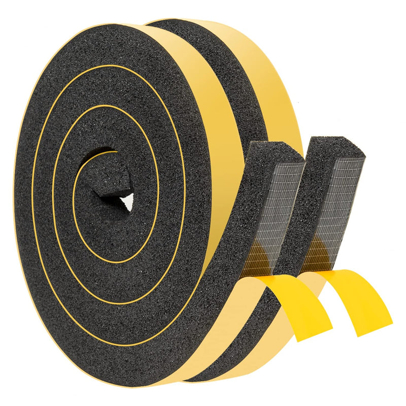 [Australia - AusPower] - YoleShy Window Air Conditioner Foam Tape 2 Pcs 1 Inch Wide x 1 Inch Thick Weather Stripping Door Seal Strip for Insulation, Weatherstrip, Gap Blocker,Total 13 Feet Long(6.5ft x 2 Rolls) 1in x 1in x 13FT/Black 
