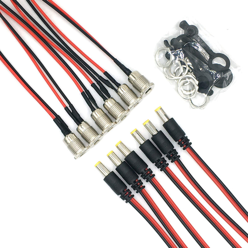 [Australia - AusPower] - 5.5 x 2.1 mm DC Power Jack Socket Threaded Female Panel Mount Connector Adapter with Dustproof Plug 6Pack 