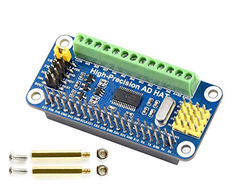 High-Precision AD HAT Compatible with Raspberry Pi 4B/3B+/3B/2B/Zero/W/Zero WH, Jetson Nano Expansion Board with ADS1263 10-CH 32-bit High Precision ADC 24-bit Auxiliary ADC High-Precision AD HAT for Raspberry Pi