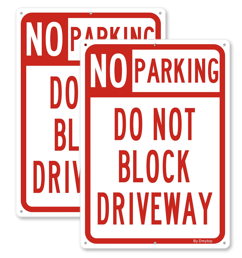 [Australia - AusPower] - No Parking Sign Do Not Block Driveway Sign, (2 Pack) 10 x 14 Inches Rust Free Aluminum Metal Sign, UV Protected Weather Resistant Durable In Easy to Mount 14 X 10 " 