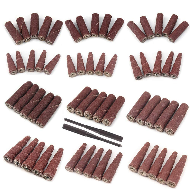 [Australia - AusPower] - 62Pcs Mini Sanding Cone Engine Porting Assortment Kit Cone Cylinder Shaped Abrasive Sanding Set Sleeve Sandpaper Roll with 1/4inch Shank 