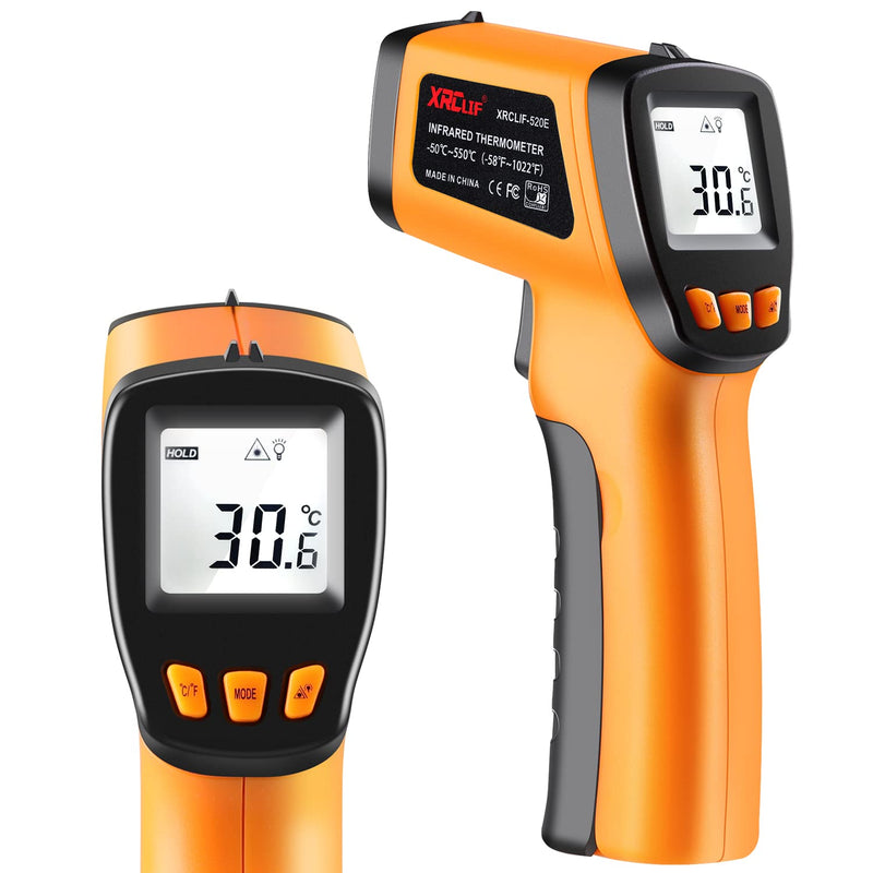 [Australia - AusPower] - Laser Thermometer Infrared Temp Gun with Self Calibration -58°F to 1022°F (-50°C to 550°C), Not for Human Digital Infrared Thermometer Pyrometer with Backlit for Kitchen Cooking Industry, Automotive Yellow -58°F ~ 1022°F 