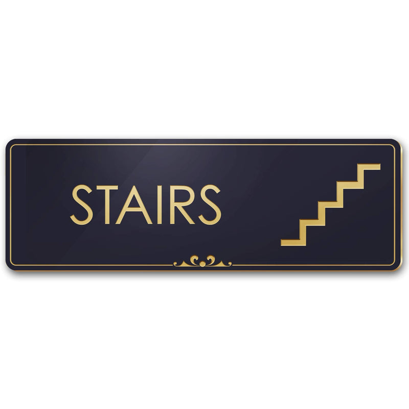 Stairs Door Sign Stairway Sign for Business, Black/Gold, Engraved, 3" x 9", Fade Resistance, Indoor/Outdoor Use, USA MADE By My Sign Center Black and Gold