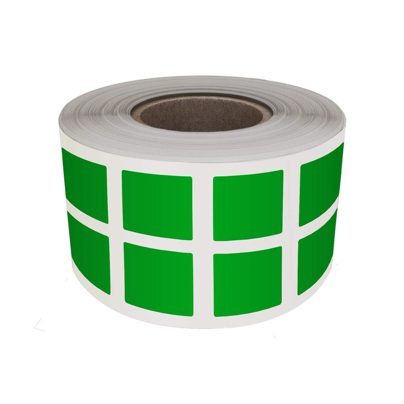Royal Green 1" Square Sticker Inventory Labels for Identification and Marking Green Sticker Roll 25mm x 25mm - 1000 Pack