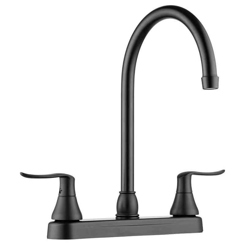 Dura Faucet DF-PK330HLH-MB RV Swivel J-Spout Kitchen Faucet (Matte Black) | RV swivel j-spout kitchen sink faucet for camper and trailer galleys. Matte Black finish.