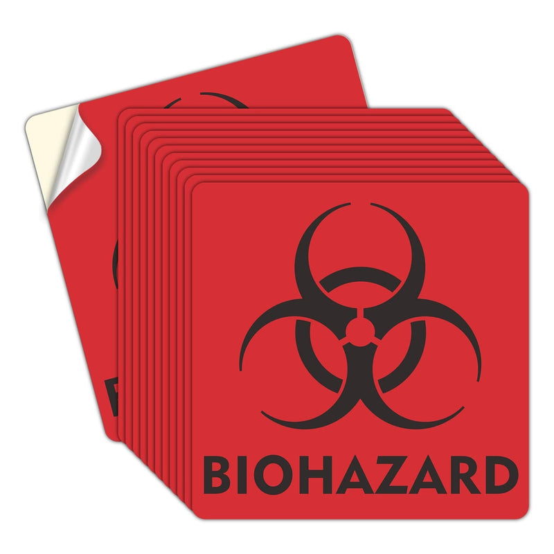 [Australia - AusPower] - (12 Pack) Biohazard Stickers Sign, 6x6 Inches Waterproof Biohazard Warning Label?6 Mil Vinyl Self Adhesive Durable Decal Stickers Use for Labs, Hospitals and Industrial Red - 12 Pack 