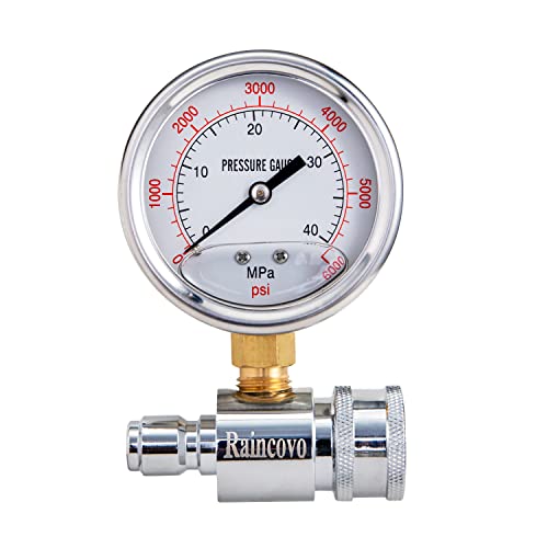 Raincovo pressure washer gauge with 6000 PSI display and 3/8 inch quick connect fitting