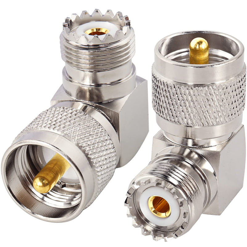 [Australia - AusPower] - MOOKEERF PL259 Male to UHF Female Right Angle Adapter, 2-Pack UHF Male to SO239 Female L Shape 90 Degree RF Coax Connector CB Radio Connectors 