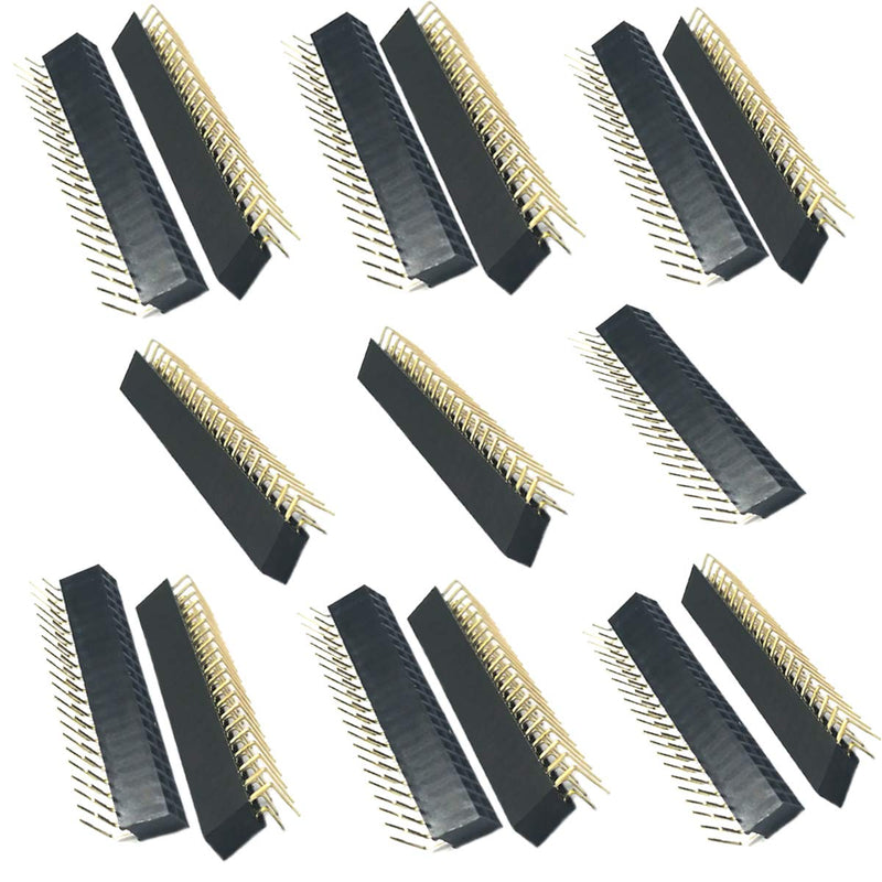 [Australia - AusPower] - ?Pack of 15? 2.54mm Pitch 2x20 40 Pin Double Row Female Right Angle Header Socket Strip Connector 