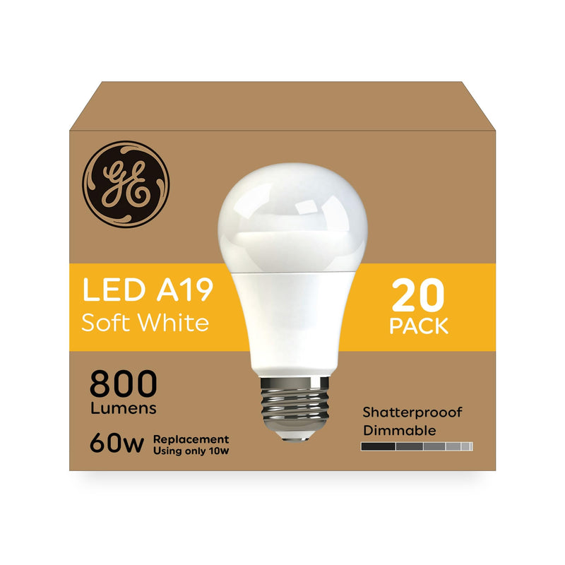 GE LED Light Bulbs, 60 Watt, Soft White, A19 (20 Pack) 20 Pack