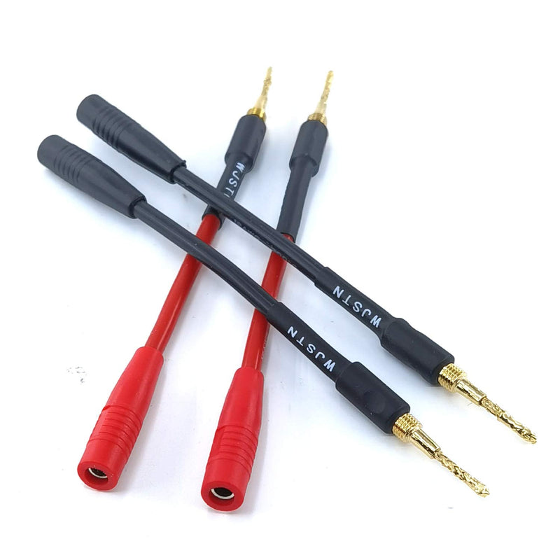 [Australia - AusPower] - WJSTN-018 Braided Wire Speaker Banana Plugs to 4mm Female Banana Jack Converter, Soft Whip Banana Plug Adapter Cable,4- Packs 