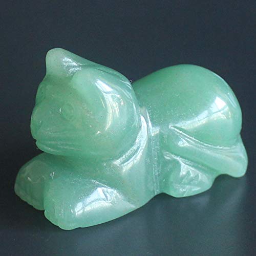Generic Hand Carved Mixed gemstome Crystal cat Animal Figurine Animal Carving(Green Aventurine) Green Aventurine