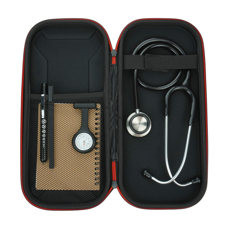 Stethoscope Bundle Kit | Includes Dual Head Stethoscope, Flashlight, Hard Stethoscope Case, Pen and A6 Notepad | For Nurses, Medical Students