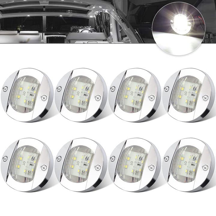 ALFU DC12V Waterproof 6 LED Marine Courtesy Lights, Surface Mount Non-Navigation Boat Deck Stern Cabin Utility Lamp for Pontoon Kayak Sailboat Yacht 8PCSWhite White(8PCS)