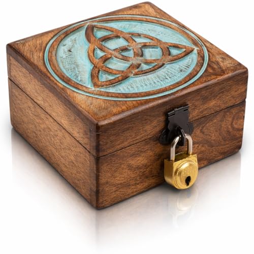 Handmade Wooden Jewelry & Keepsake Box, Decorative Storage Box, 4 x 4 Inch Blue Wash Finish