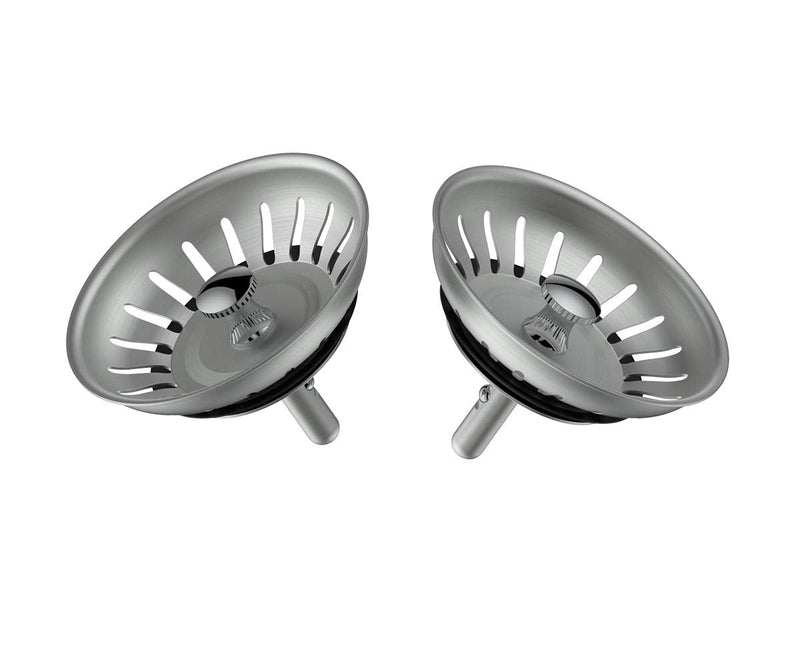 KANARY Kitchen Sink Basket Strainer Replacement for Standard Drains (3-1/2 Inch) Stainless Steel Body with Rubber Stopper (Pack of 2, Stianless Steel) Pack of 2