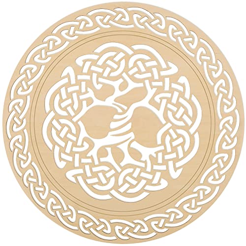 Fourth Level MFG 12" Tree of Life, Ancient Celtic Wood Wall Art, Physical and Spiritual Connection Symbol, Sacred Gaelic Sculpture for Hanging Home Decor Celtic Knot Tree of Life