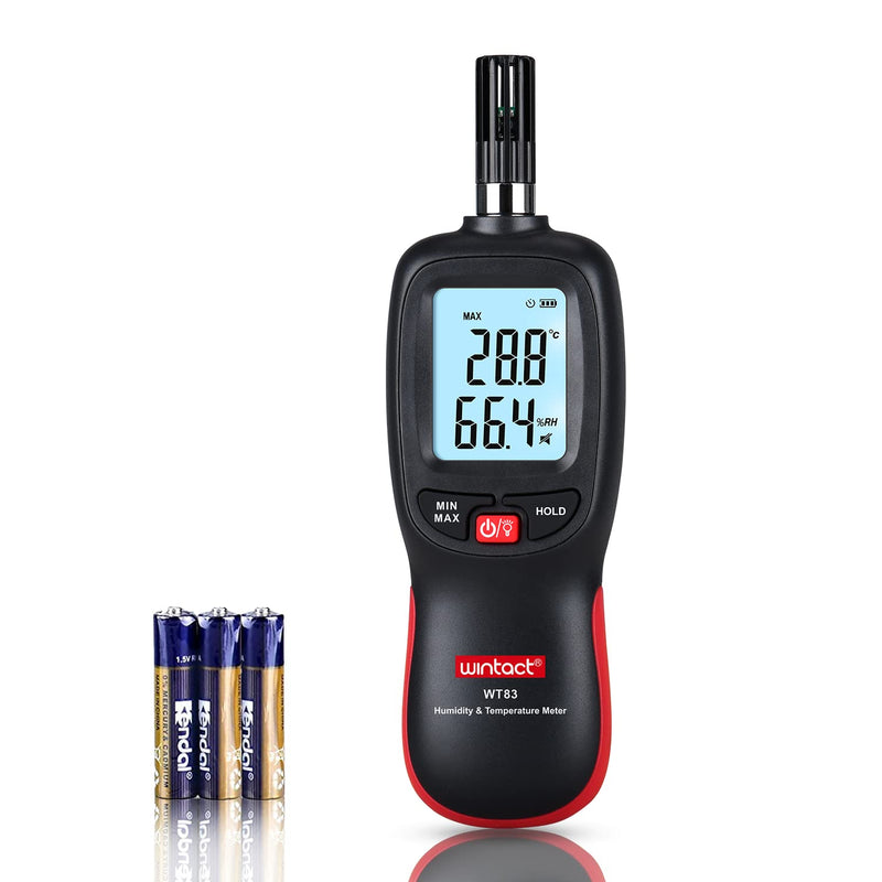 [Australia - AusPower] - Wintact Digital Temperature and Humidity Meter, Thermometer Hygrometer Monitor with Dew Point and Wet Bulb Temperature, Backlight, Max/Min Value, Data Hold, Store 1000 Group of Data for Indoor Outdoor 