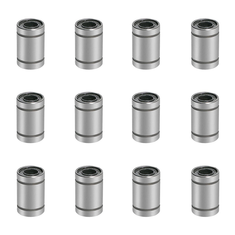 [Australia - AusPower] - Aopin LM6UU Cylinder Linear Motion Ball Bearing, ID 6mm, OD 12mm Linear Ball Bearings Sae52100 Carbon Steel, 4 Rows of Steel Balls, Great for CNC, 3D Printer, Linear Rail Guide 12 PCS 