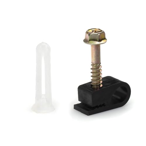 THE CIMPLE CO ribbed plastic conical drywall anchors and black cable screw clips, 50 pack