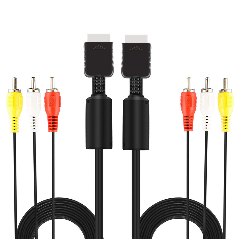 [Australia - AusPower] - 2Pack 6Ft AV Cable for PS2 PS1 PS3, AV to RCA Composite Audio Video TV Cord Compatible with Playstation 1 2 3 
