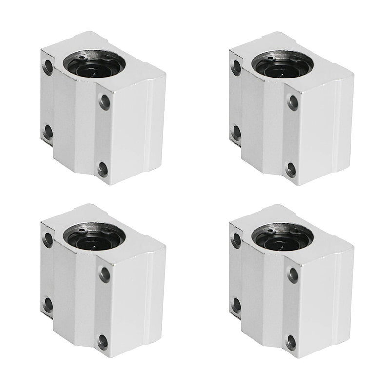 Aopin SCS12UU Linear Ball Bearing Aluminum Slide Block, ID 12mm Linear Motion Ball Bearings CNC Slide Bushing, 4 Rows of Steel Balls, Great for CNC, 3D Printer, Linear Rail Guide 4 PCS