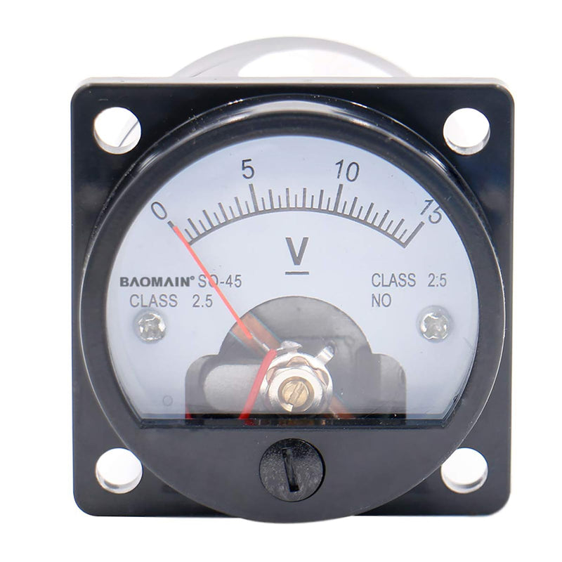 [Australia - AusPower] - Baomain Round Analog Dial Panel Meter Voltmeter Gauge SO-45 DC 0-15V Class 2.5 