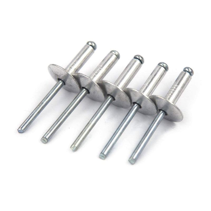 60pcs Large Flange Blind Rivets, Aluminum,Flange Diameter 5/8" (16 mm),Pop Rivets Assortment Kit Blind Rivet,3/16" x 5/8" Inch,Grip Range(8-12mm) 3/16"×5/8"(4.8×16mm)