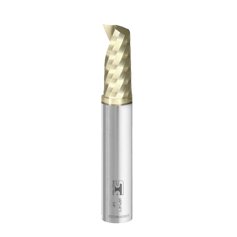 [Australia - AusPower] - SPEED TIGER Solid Carbide CNC Spiral O Single Flute End Mill - IAP1/4"Diameter 1/4"Shank 2"OVL(1 Piece, 1/4") - for Aluminum, Wood, Plastic, Brass, Copper Cutting – Mill Bits Sets for Professionals 1/4 in 
