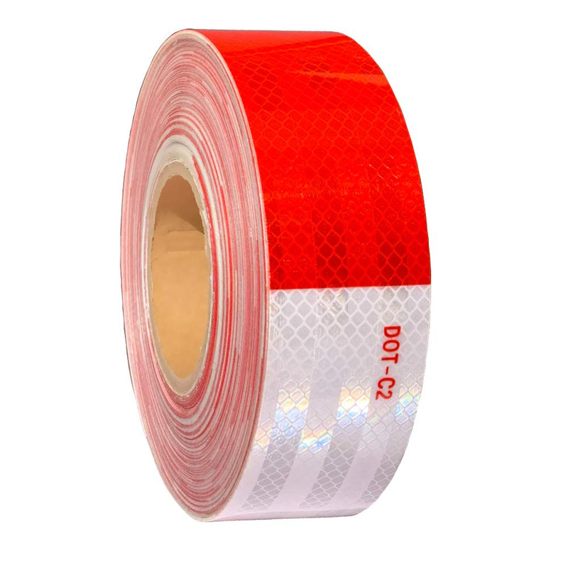 [Australia - AusPower] - WAENLIR 2 inch x 30 Feet Reflective Safety Tape DOT-C2 Waterproof Red and White Adhesive Conspicuity Tape for Trailer, Outdoor, Cars, Trucks 