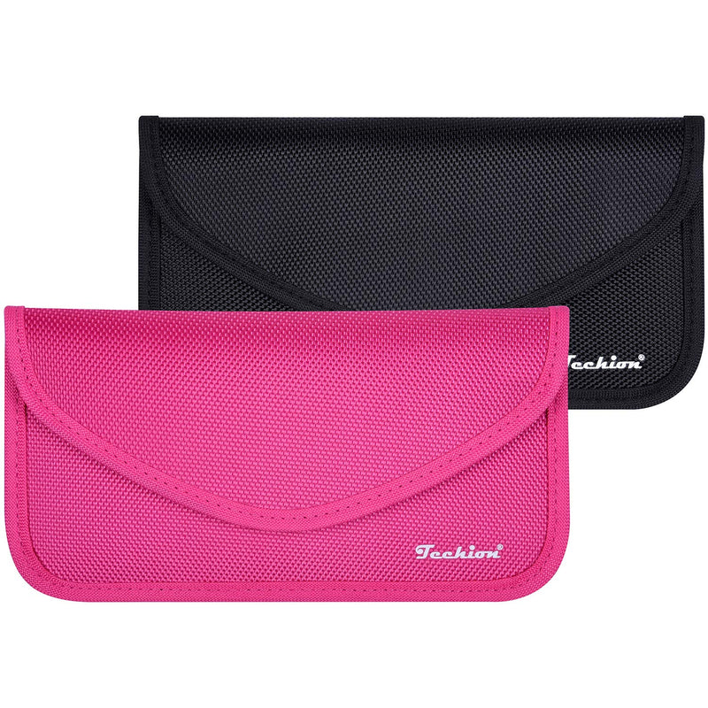 [Australia - AusPower] - Signal Blocking Bag, 2 Pack RFID Faraday Bag Shield Pouch Cage Box Wallet Case for Cell Phone and Car Key FOB, Privacy Protection, Anti-Hacking - Black & Hot Pink 