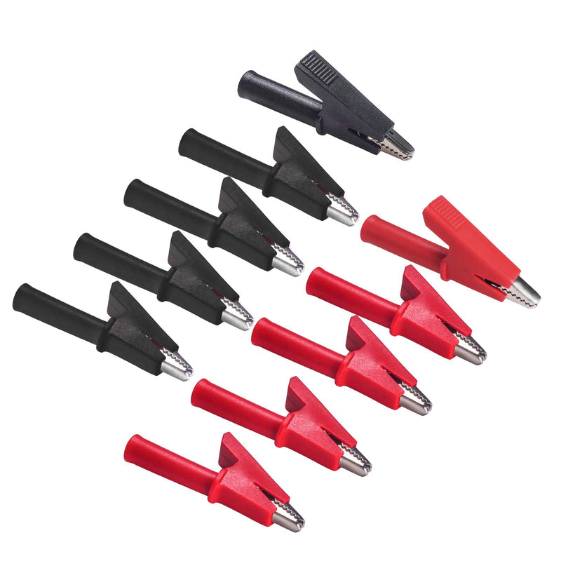 [Australia - AusPower] - 10PCS PVC Insulated Nickel Plated Copper Red Black Alligator Clips rocodile Clamps Jaws Connect Test Leads for Home Electrical Application Electrical Laboratory 