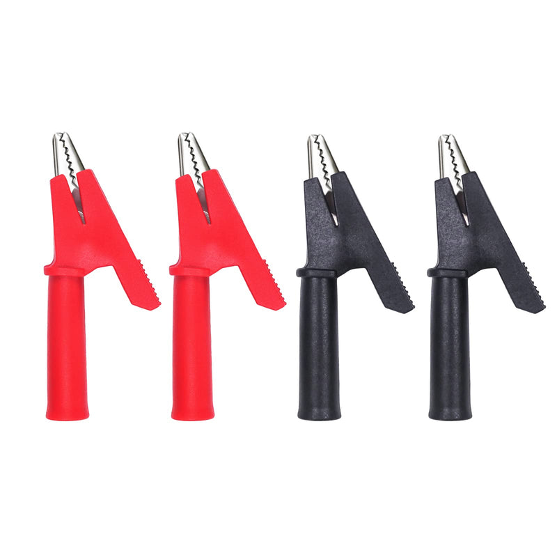 [Australia - AusPower] - 4PCS Heavy Duty Insulated Alligator Clips PVC Crocodile Clamps Nickel Plated Copper Connector 1000V 20A for Home Electrical Laboratory Testing 