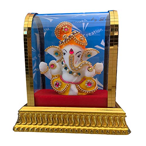 Ganesha Statue in Glass, Big Pheta Ganesha Idols for Home and Office and Car Decor