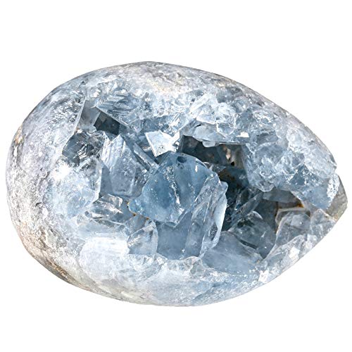 Amogeeli Irregular Raw Blue Celestite Crystal Specimen Decor, Natural Cluster Geode Healing Stone, 0.49-0.66 lb 0.49 - 0.66 lb