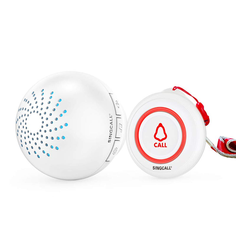 [Australia - AusPower] - SINGCALL Wireless Caregiver Pager Smart Call System 1 SOS Call Buttons/Transmitters 1 Plugin Receiver Nurse Calling Alert Patient Help System for Home Personal Attention 