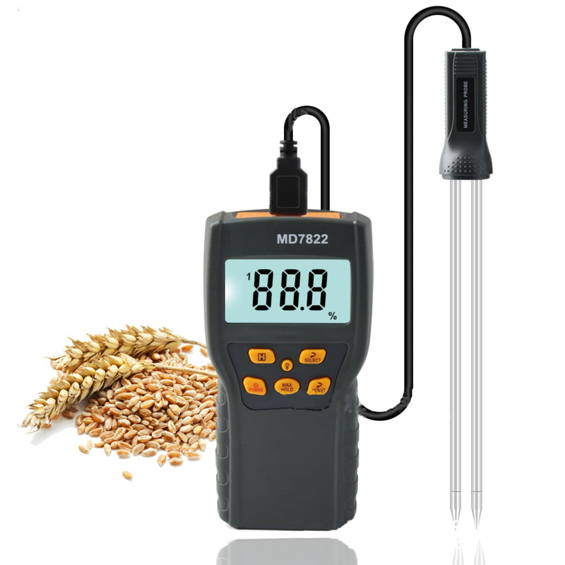 [Australia - AusPower] - Detector, Professional Digital MD-7822 Tester, Meter Portable Water Content Analyzer for Tea Corn Straw Bran Soybean Meal Grains 