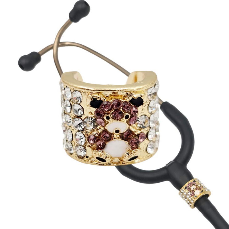 [Australia - AusPower] - Stethoscope Charms Jewelry - Bear Crystal,Gold 